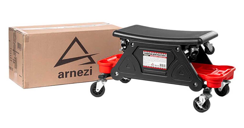 Сиденье трансформер на колесиках ARNEZI R7201021 - удобное и функциональное решение для мастеров, которые занимаются детейлингом или ремонтом автомобилей